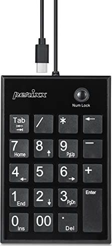 Perixx - PERIPAD-202C - USB-C Bekabeld Numeriek Toetsenbord - Zwart - Met 2 USB-A-Hubs