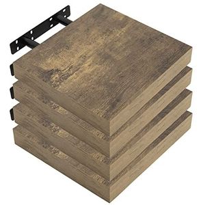WOLTU RG9365hov-4, wandplank, boekenplank, rekken voor decoratieve wandplanken van MDF-hout, set van 4 hangplanken, vintage bruin, 25 x 22,9 x 3,8 cm
