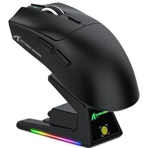 ATTACK SHARK X1 Gaming Mouse with Touchpad RGB Charging Dock, PixArt PAW3395PRO Gaming Sensor, BT/2.4G Wireless/Wired Gaming Mouse, 40000 DPI, 53g Superlight Gamer Mice for Win11/Xbox/PS/Mac (Black)