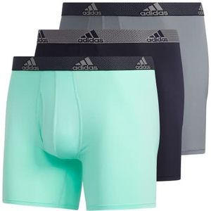 adidas Heren Performance Boxer Kort Ondergoed (3-pack), Pulse Mint Groen/Legend Inkt Blauw/Grijs, M