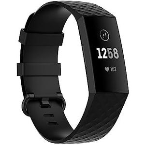 Strap-it silicone band - zwart - Geschikt voor Fitbit Charge 4 - Afmetingen: Maat L