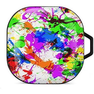 Paint Splatter Earbuds Case Compatibel met Samsung Hard Shell Beschermhoes Zwart-stijl
