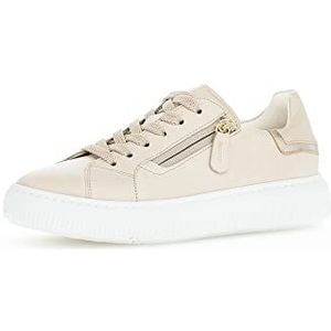 Gabor Low-Top sneakers voor dames, lage schoenen, verwisselbaar voetbed, comfortabele extra breed (H), Beige schelp goud, 38 EU Breed