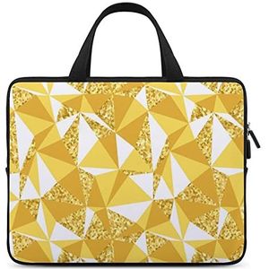 Abstracte Geometrische Met Gouden Laptop Sleeve Tas Casual Computer Beschermhoes Slanke Tablet Draagtas Met Handvat 15 inch