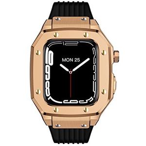 OFWAX Voor Apple Horloge Band Serie 9 8 7 6 5 4 SE Horloge Man Legering Horloge Case 44mm 42mm 45mm, Luxe Metalen Rvs Horloge Case Cover Rubber Band Accessoires Set, 44mm, agaat