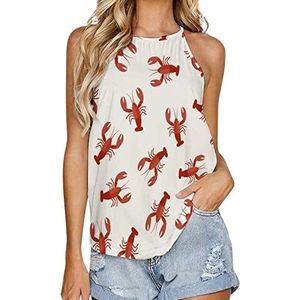 Rode Rivierkreeft Mode Tank Top voor Vrouwen Zomer Ronde Hals T-shirts Mouwloos Yoga Blouse Tee 2XL