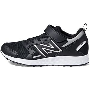 New Balance Fresh Foam 650 V1 Hardloopschoenen met haak en lus voor meisjes, zwart, zilver, metallic, wit, 23.2 cm