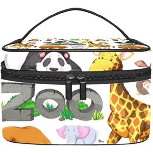 Make-up Organizer Bag, Reizen Make-up Tas Organizer Case Draagbare Cosmetische Tas voor Vrouwen en Meisjes Toiletries Ontwerp met Wilde Dieren, Meerkleurig, 22.5x15x13.8cm/8.9x5.9x5.4in