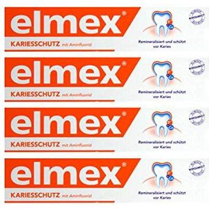 4 x ELMEX Carische bescherming met aminofluoride tandpasta, 75 ml, beschermt tegen cariës