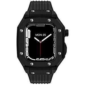 OFWAX Horloge Case Rubber Horloge Band Modificatie Kit Accessoires, Voor Apple Watch 9 8 7 6 5 4 SE Serie 44mm 45mm Horloge Upgrade Vervangen Metalen Legering Case Set, 45mm, agaat