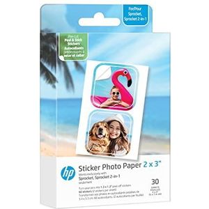 HP Tandwiel 2x3 inch Premium Zink Pre-Cut Sticker-fotopapier, 30 vellen, compatibel met HP Tandwielfotoprinters