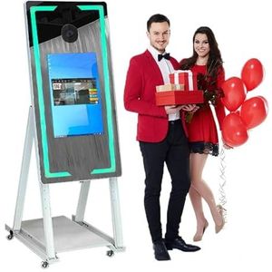 45''/65'' Magische Spiegel Photo Booth Machine (22''/32'' Touchscreen) + Flightcase, Draagbare Selfie Spiegel Photo Booth + Pc (I5-8gb+256gb), Voor Feestjes Evenementen,White-45”