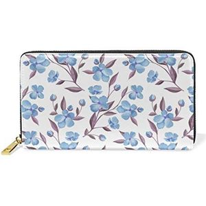 Blauwe paarse kunst bloem portemonnee echt lederen portemonnee creditcardhouder voor vrouwen telefoon meisje