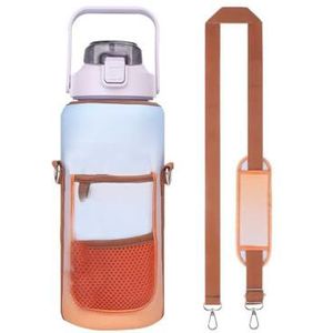 Mealoodiousmusea Neopreen waterfles mouw stijlvolle leuke meerkleurige zijzak verstelbare camping beker fles beschermer met schouderband paars, Oranje, as description