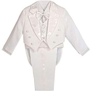 Lito Angels Tuxedo Smoking Kostuums & Blazers Pak Set van 5 Stuks met Vest Bruiloft Feest Formele Kleding Outfit voor Baby Jongens Maat 80 (Leeftijd 9-12 maanden) Wit