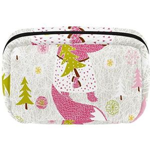 Cosmetische Tassen Voor Vrouwen Kleine Make-up Tas Reizen Toiletry Pouch Organizer Rits Leuke Fox I Love Christmas, Meerkleurig, 17.5x7x10.5cm/6.9x4.1x2.8in