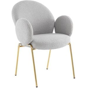 Auroglint Teddy Velvet Lounge Stoel, Enkele Fauteuil, Eetkamer Eetkamerstoel, Geschikt voor Verschillende Decoratieve Stijlen van Kamers (Grijs)