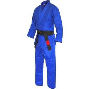 UBOHUZ Judo pakken, 450 g/m², tops, 240, broek, judo-gi, vechtsportuniform, gebleekte kimono, single weave gi met witte riem voor mannen en vrouwen, blauw, 190 cm