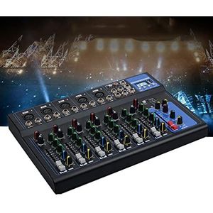 geluidsconsole, 7-kanaals DJ-mixer, professionele Bluetooth-audiomixer met Bluetooth MP3-galmeffect en USB LCD-schermspeler