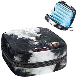 Train Smoke mooi,Periode Pouch Draagbaar,Tampon Opbergtas,Tampon Houder voor Portemonnee Vrouwelijke Product Organizer, Meerkleurig, 4.7x6.6x6.6 in/12x17x17 cm