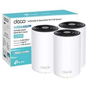 TP-Link Deco XE75 Pro (3-pack) Tri-band (2,4 GHz / 5 GHz / 6 GHz) Wi-Fi 6E (802.11ax) Wit Intern