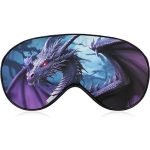 Paarse draak paarse maan slaapmasker zacht comfortabel oogmasker met verstelbare riem oogbedekking oogschaduw voor mannen vrouwen werken reizen
