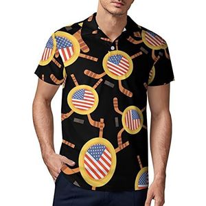 Hockey in de Verenigde Staten Golfpoloshirt voor heren, zomer, korte mouwen, casual, sneldrogende T-shirts, M