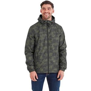 TOG24 Craven Waterdichte opvouwbare herenjas met tas, doorlopende ritssluiting en verstelbare capuchon, ademend, winddicht, Camo-print met kaki stippen, L