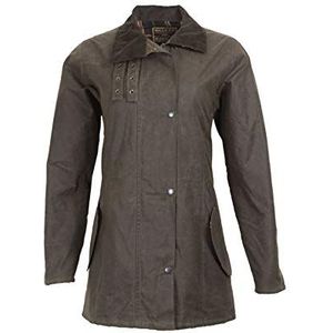 Walker and Hawkes Sofia - 3/4 lange buitenjas voor dames - 100% gewaxt - Olijfgroen - 40