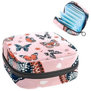 Opbergtas voor maandverband, menstruatiecupzakje, menstruatiezak, organizer voor vrouwelijke pads, tampons, vlinderroze