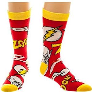 DC CR3GWIDCO ""Strips Flash"" Logo en Character Crew Sokken (Een maat)