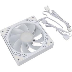 Ventilator voor computerbehuizing, ventilator voor luchtstroomkoeling 54,6 CFM, 9 bladen, 12 VDC, 5 V, 3-pins 120 mm, voor CPU-waterkoeler (omgekeerd mes, wit)
