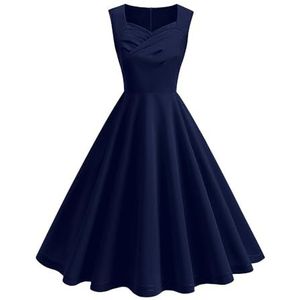 yk8fass Retro jurk met vierkante kraag pn-4715, marineblauw, XL