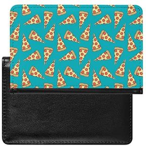 Turquoise Pizza Draagbare Paspoort Creditcardhouder Cover Travel Essentials Portemonnee voor Vrouwen Mannen