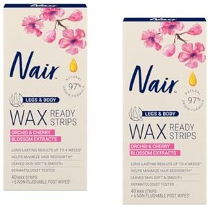 Nair Hair Remover Wax Ready-Strips 40 Count Legs/Body (2 Pack)