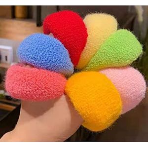 AOOF Europa, de Verenigde Staten, Japan en Zuid-Korea, de handdoek ring, hoge elasticiteit, vrouwelijke haarband, zacht haar touw, kleurrijke pluche haaraccessoires Blacktowel ring (12 stuks)