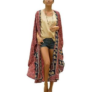 YouKD Bohemian Kimono Long Cardigan Beach Badpak Cover Up Maxi-jurk voor dames