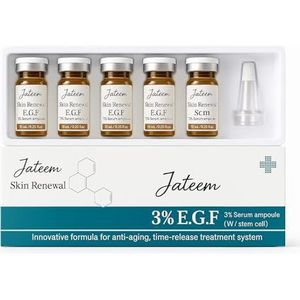 JATEEM Ampullen EGF Serum 5mlx10 st. Epidermal Growth Factor OLIGOPEPTIDE hoge dosis huidbeelden, vernieuwende reparatie acne littekens rimpels brandwonden vlekken concentraat microneedling Lifting