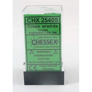 Chessex Polyhedral 7-Die Opaque dobbelstenen set - groen met wit [speelgoed]