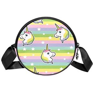 Messenger Bag Unicorn Rainbow Crossbody Tas voor Vrouwen Rond, Meerkleurig, 6.7x6.7x2.3 in, Sling Rugzakken