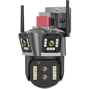 Bewakingscamera, 8K 16MP IP-camera PTZ Vier lens met drie schermen 10x zoom Outdoor CCTV 4K 8MP Draadloze videobeveiliging Bewakingscamera(16MP Add 64G Card)