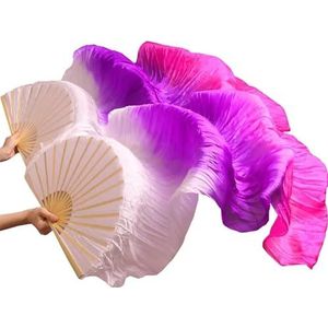Buikdans fan buikdans zijden sluier fans 1 paar zijde groothandel klassieke maat ribben zijden fans dansprestaties rekwisieten aangepast voor feestpodiumprestaties (kleur: 16, maat: 180 x 90 cm)