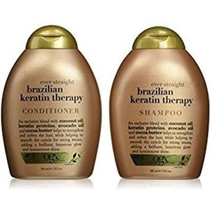 OGX - Ever Straight Braziliaanse Keratin Therapy Shampoo en Conditioner, 385 ml, 2 Stuk