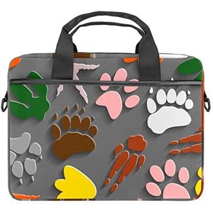 Dinosaurus Voetafdrukken Laptop Schouder Messenger Bag Crossbody Aktetas Messenger Sleeve voor 13 13.3 14.5 Inch Laptop Tablet Beschermen Tote Bag Case, Meerkleurig, 11x14.5x1.2in /28x36.8x3 cm