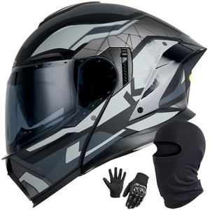 Systeemhelm Integraalhelm Motorhelm Met Dubbel Vizier Systeemhelm Integraalhelm Fietshelm DOT/ECE Goedgekeurde Integraalhelm Voor Motorraces D,XXL/63-64CM