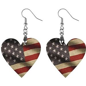 USA Vlag Mode Leuke Oorbellen Grappig Geschilderd Houten Sieraden Geschenken Voor Vrouwen Liefde