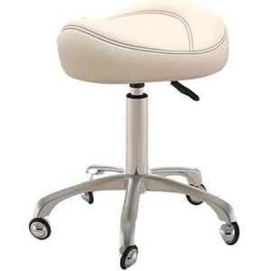 FXLUHAY Draaistoel, kruk met wieltjes, hydraulische rolstoel met wielen, ergonomische stoel met in hoogte verstelbaar, belasting 100 kg, wit