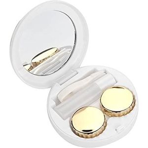Contactlenshouder, draagbare contactlenshouder met spiegel Pentagramvormlenzen Leuke mooie reisuitrusting Case (goud)
