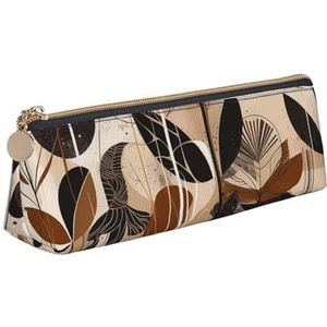 NTVOWPZO Lederen Etui Grote Capaciteit Potlood Pouch Planten en Geometrie Potlood Tas Pouch Met Rits Pen Houder voor Vrouwen