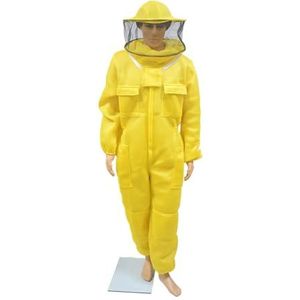 Bijenpak Professionele kwaliteit 3D-luchtkatoen Volledig lichaam Bijenteelt Beschermende kleding Uitrusting for imkerpakken Bijenhouderijbenodigdheden(Round Hat Yellow,XL)